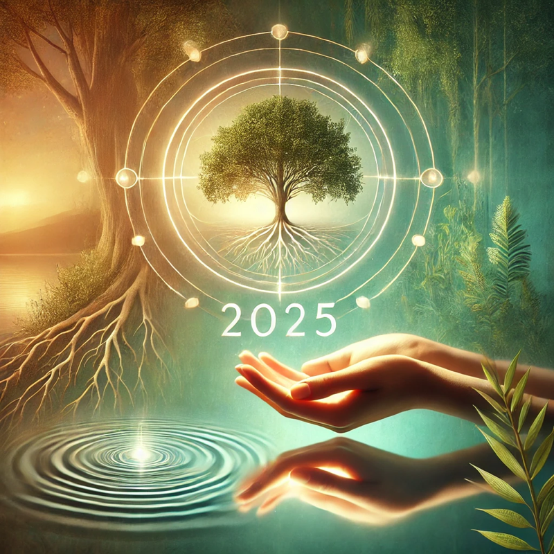 Explorez un voyage vers le bien-être en 2025, où nature, énergie et connexion s’unissent pour incarner des pratiques holistiques. Un arbre aux racines lumineuses, des mains rayonnantes, et des ondulations d’eau symbolisent équilibre et transformation pour une vie harmonieuse.